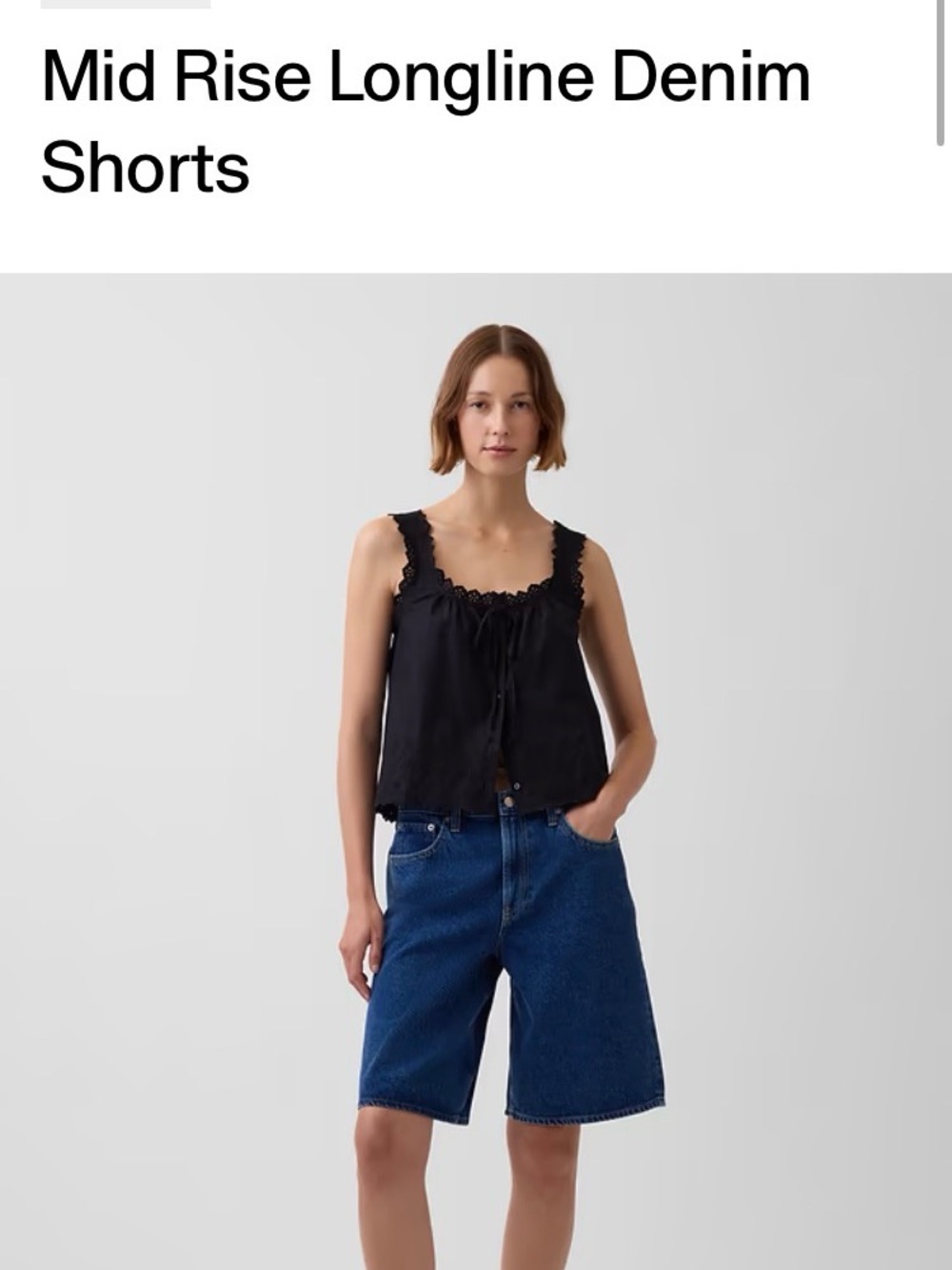 Gap mid rise longline denim shorts 26p